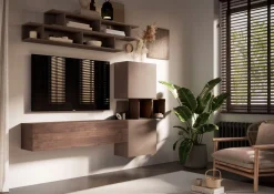 Parete attrezzata Diana linea Arte in finitura Rovere Mercure e Bronzo