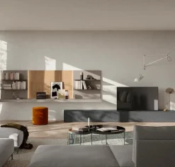 Parete attrezzata Greta con pannelli a muro accessoriati disponibile in 21 colorazioni