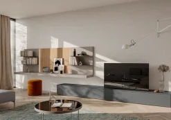 Parete attrezzata Greta con pannelli a muro accessoriati disponibile in 21 colorazioni