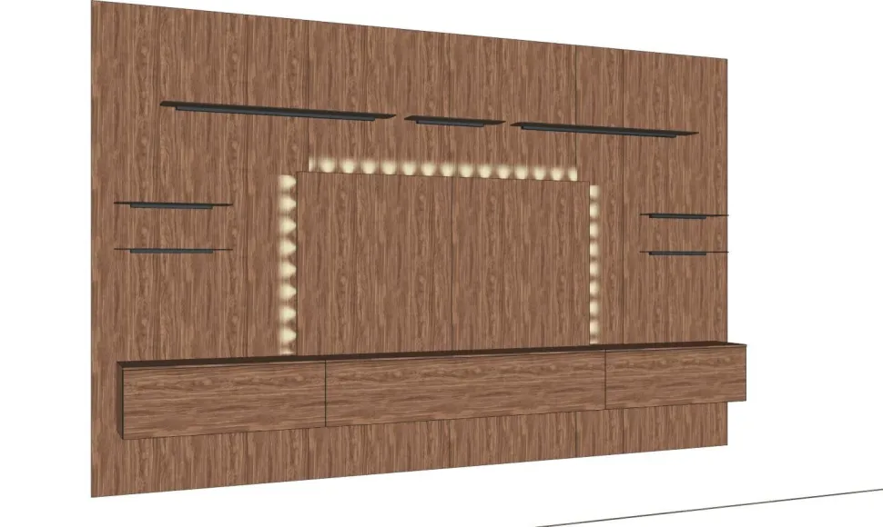 Parete attrezzata in legno moderna componibile con Boiserie e mensole disponibile in vari colori