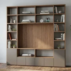 Parete Attrezzata Libreria con vano TV e ante – Colori Personalizzabili