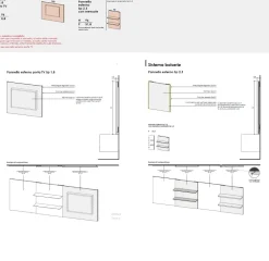 Parete attrezzata Minimal sospesa con pannello porta tv e vetrina disponibile in 20 colori