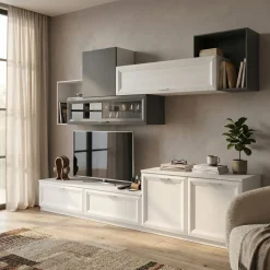 Parete Attrezzata Moderna Ben - Linea Prevaling (Semi Montata, Colori e Maniglie su Misura)