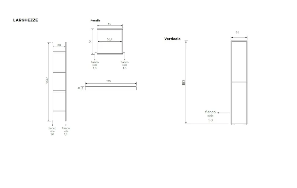 Parete attrezzata moderna Bianco Altea e Bianco Lucido componibile con scrivania sospesa e liberie disponibile in vari colori