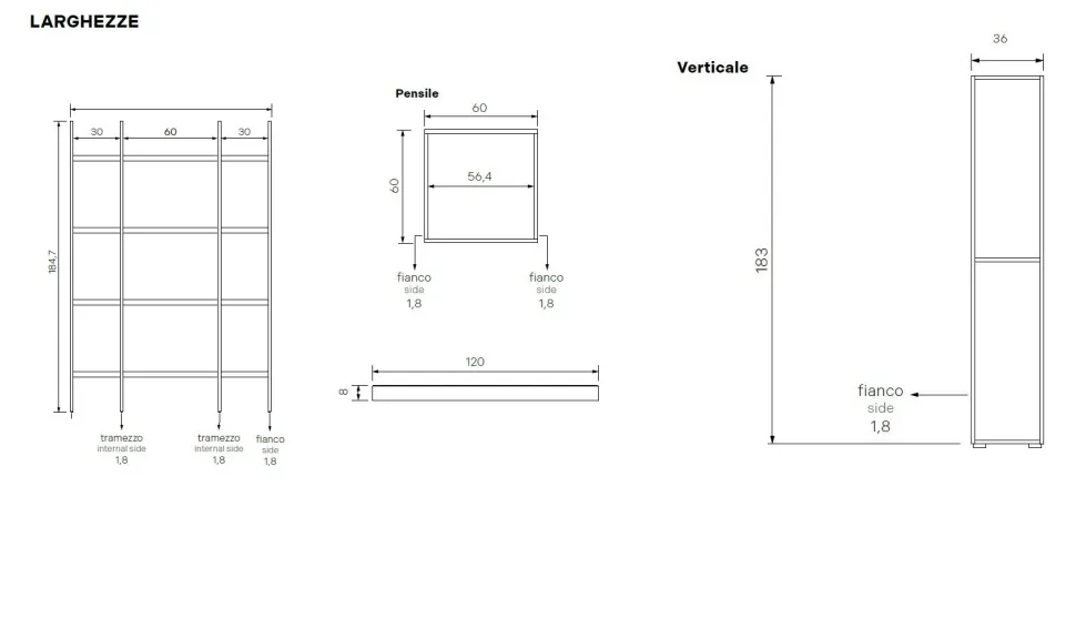 Parete attrezzata moderna Bianco Altea e Bianco Lucido con porta tv sospeso e liberia componibile disponibile in vari colori