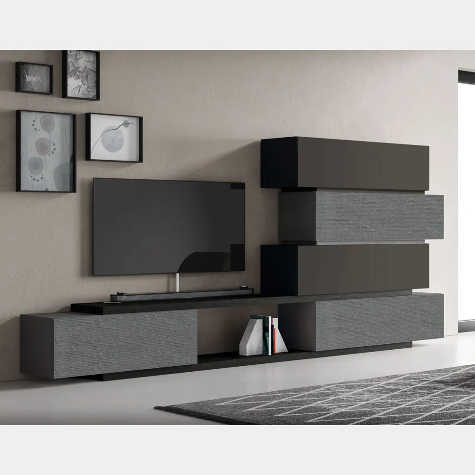 Parete attrezzata moderna Ciclone linea Nais disponibile in vari colori