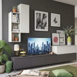 Parete Attrezzata Moderna con Porta TV (Colori di Ogni Elemento Personalizzabili)