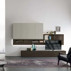 Parete attrezzata moderna componibile Olivia linea Nais disponibile in vari colori