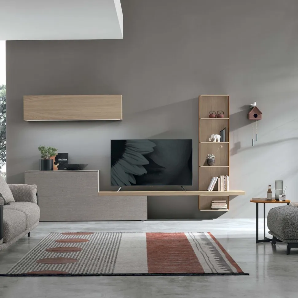 Parete attrezzata moderna componibile Lucrezia linea Nais disponibile in vari colori