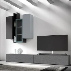 Parete attrezzata moderna con pensili Vania linea Nais disponibile in vari colori