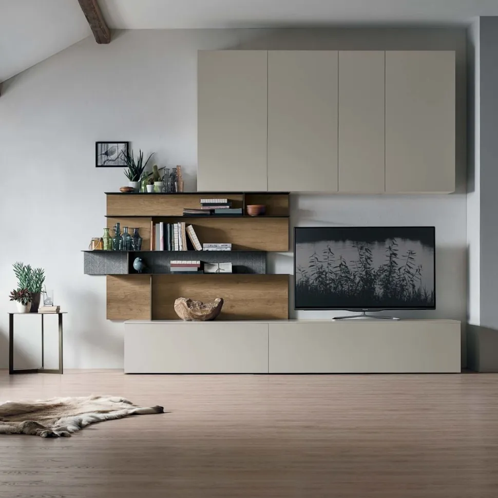 Parete attrezzata moderna componibile Viviana linea Nais disponibile in vari colori