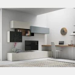 Parete attrezzata moderna con scrivania angolare linea Nais disponibile in vari colori