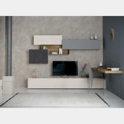Parete attrezzata moderna con scrivania angolare linea Nais disponibile in vari colori