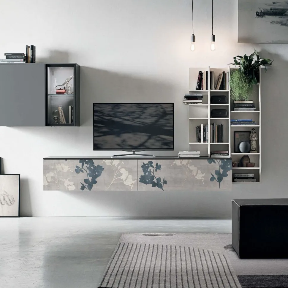 Parete attrezzata moderna componibile Duna linea Nais disponibile in vari colori