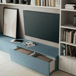 Parete attrezzata moderna componibile con base tv e libreria in 15 colorazioni