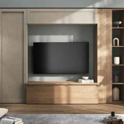 Parete attrezzata moderna componibile Urano CLASSIC in finitura Argilla e Mercure