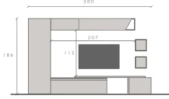 Parete attrezzata moderna componibile con mensola porta tv Luisa disponibile in vari colori