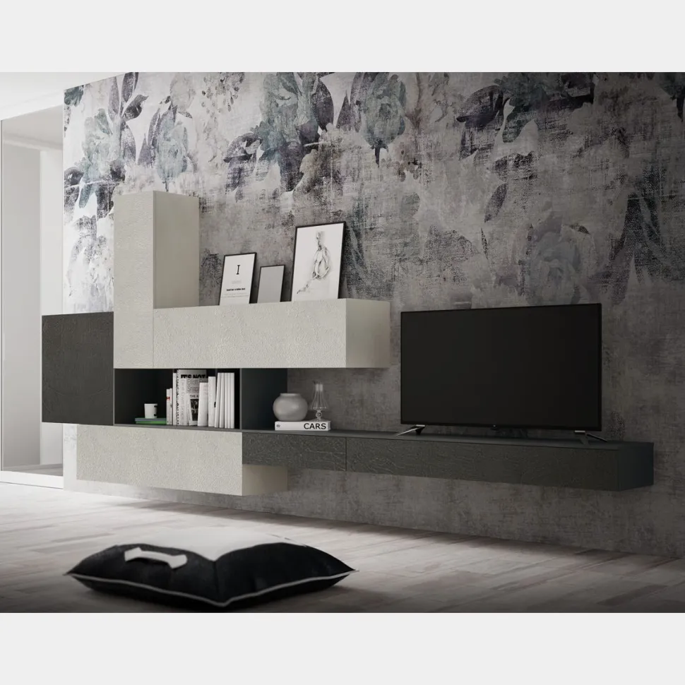 Parete attrezzata moderna sospesa Stella linea Nais disponibile in vari colori