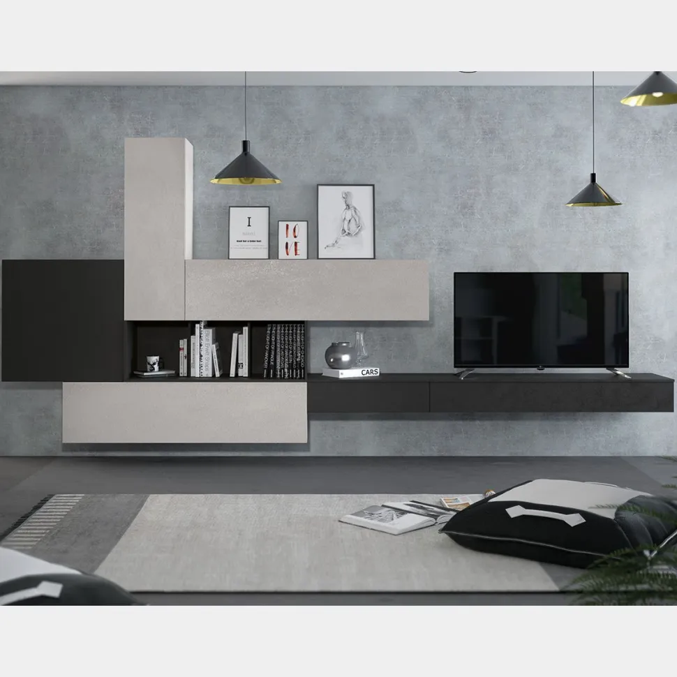 Parete attrezzata moderna sospesa Stella linea Nais disponibile in vari colori