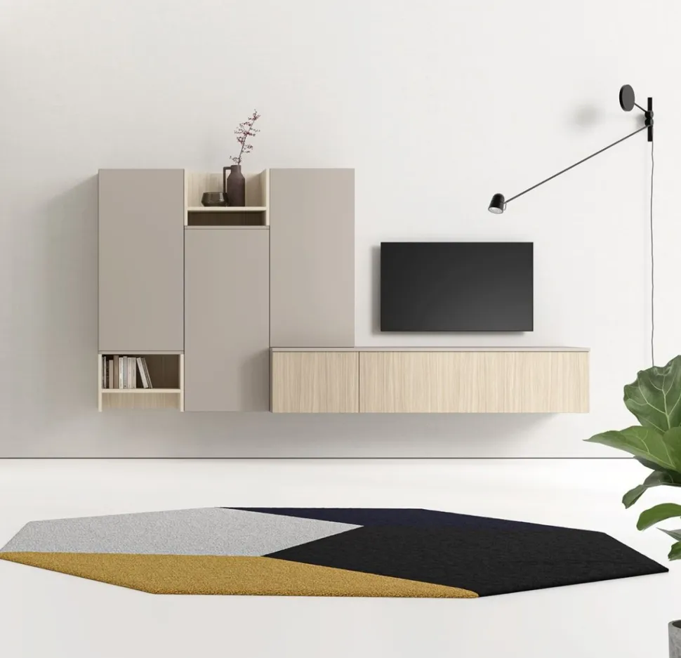 Parete attrezzata moderna sospesa Manila disponibile in vari colori