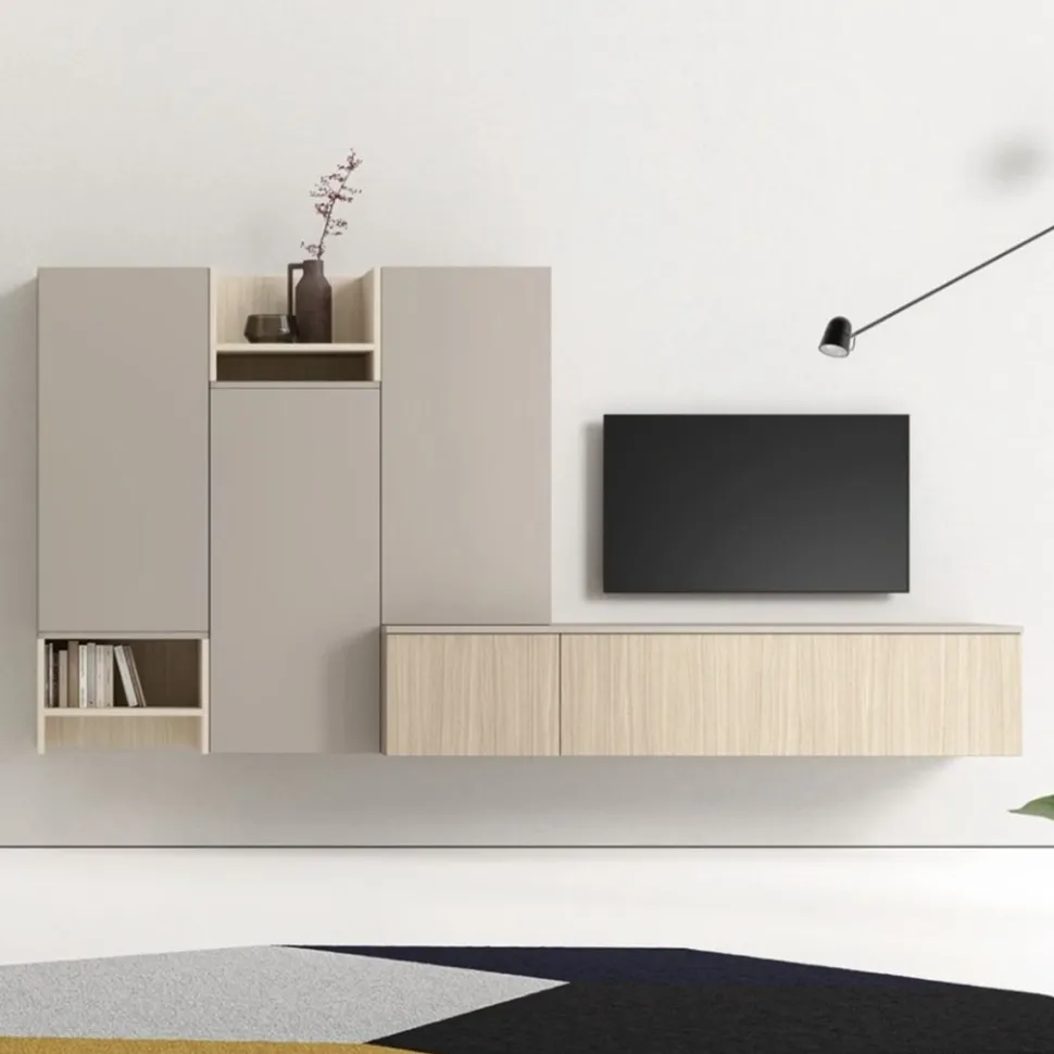 Parete attrezzata moderna sospesa Manila disponibile in vari colori