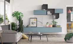 Parete attrezzata moderna sospesa Azzurro Codaques Ramona disponibile in 15 colorazioni