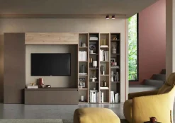 Parete attrezzata Otello linea Arte in finitura Bronzo e Rovere Cadiz