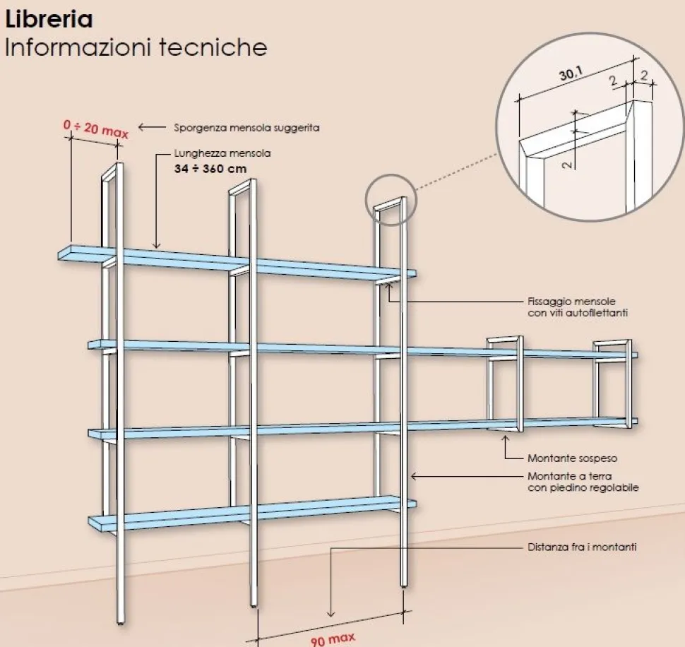 Parete attrezzata Pamplona linea Cosmo disponibile in 21 colorazioni