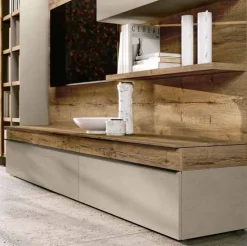 Parete attrezzata Rovere e Argilla moderna e componibile con libreria e porta tv disponibile in vari colori