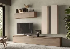 Parete attrezzata Sara linea Arte in finitura Cashmere e Rovere Mercure