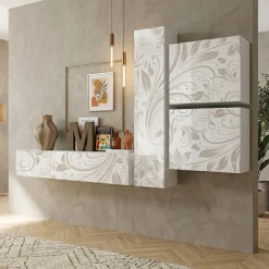 Parete Attrezzata Soggiorno Elegance Bianco - Grafiche sulle Ante su Misura
