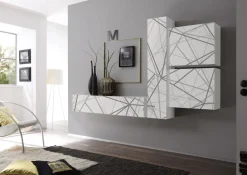 Parete Attrezzata Soggiorno Elegance Bianco - Grafiche sulle Ante su Misura