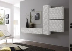 Parete Attrezzata Soggiorno Elegance Bianco - Grafiche sulle Ante su Misura