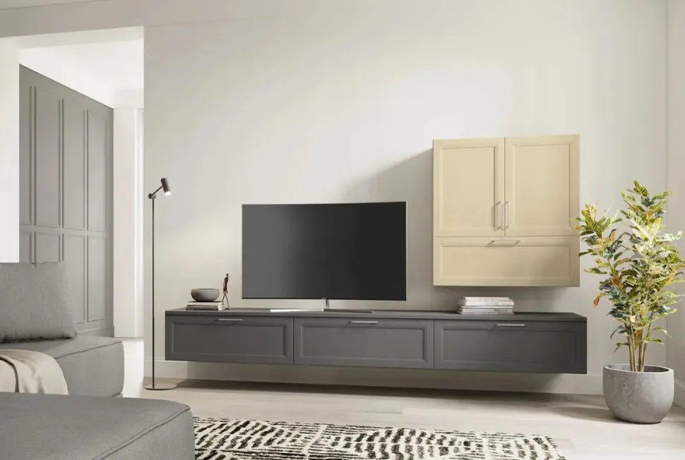 Parete attrezzata sospesa Angela linea Motivi disponibile in vari colori