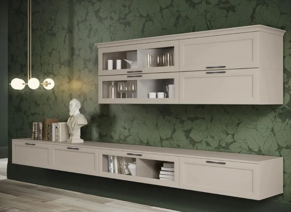 Parete attrezzata sospesa Gaia linea Motivi disponibile in vari colori