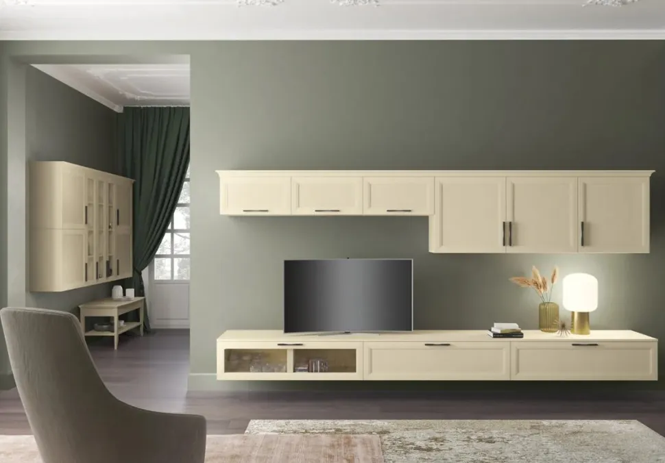 Parete attrezzata sospesa Lauro linea Motivi disponibile in vari colori