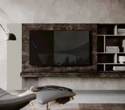 Parete attrezzata sospesa moderna con anta scorrevole porta tv disponibile in vari colori