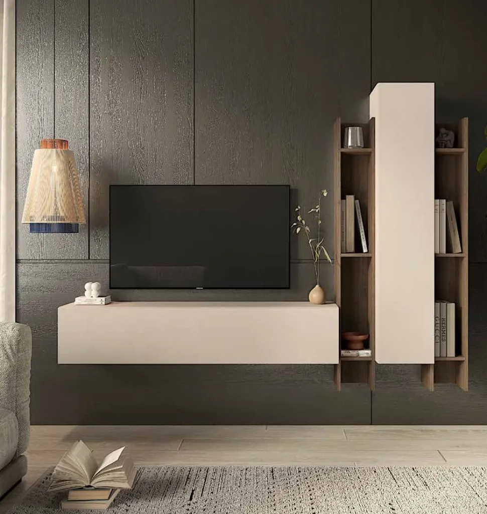 Parete attrezzata sospesa moderna componibile Loris disponibile in vari colori