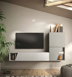 Parete attrezzata sospesa moderna mobile da ingresso componibile Glory disponibile in vari colori