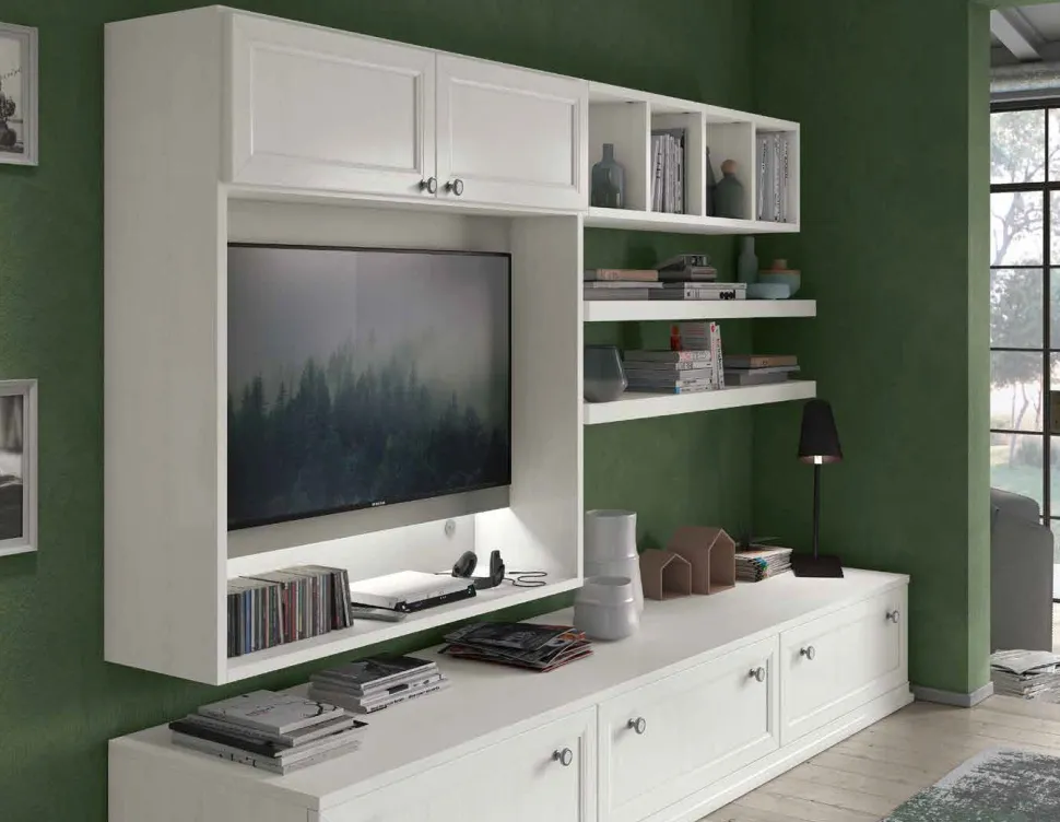 Parete attrezzata Tiziano linea Motivi disponibile in vari colori