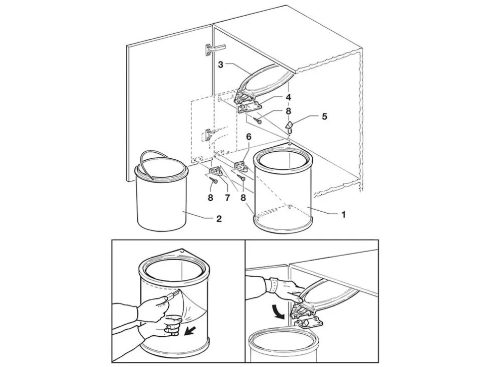 Pattumiera con apertura automatica per cassetti da cucina estraibile