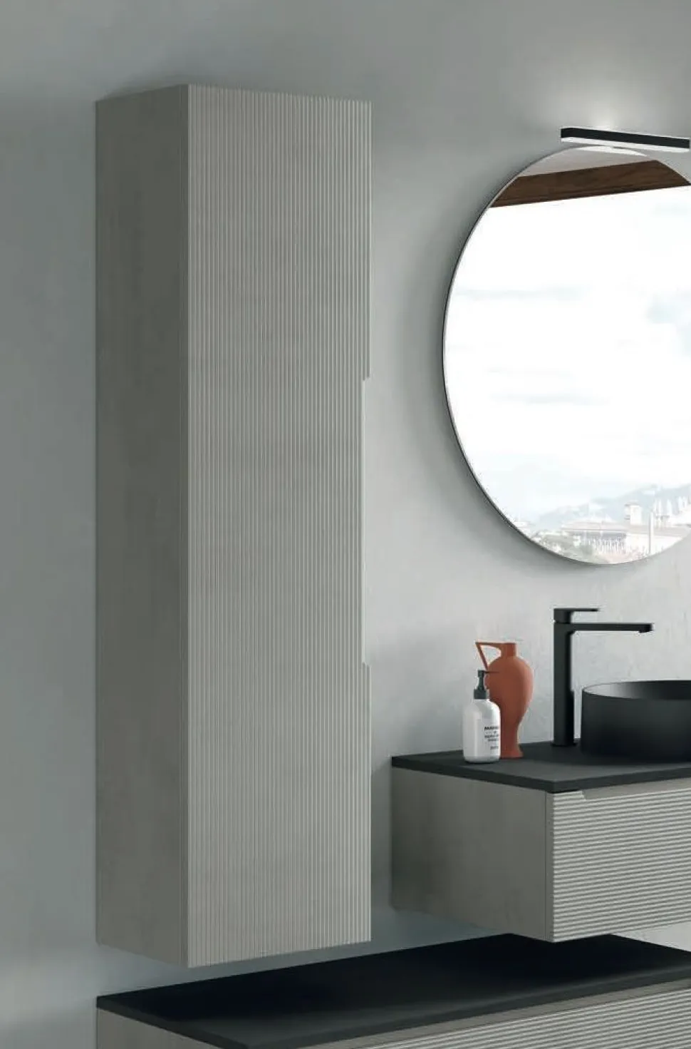 Pensile bagno sospeso con presa maniglia integrata disponibile in 2 misure e 5 colori