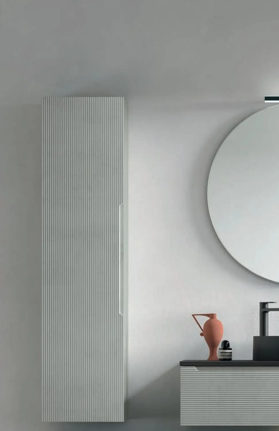 Pensile bagno sospeso con presa maniglia integrata disponibile in 2 misure e 5 colori