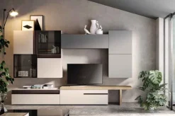 Pensile Cubo sospeso linea Domino con anta in Vetro