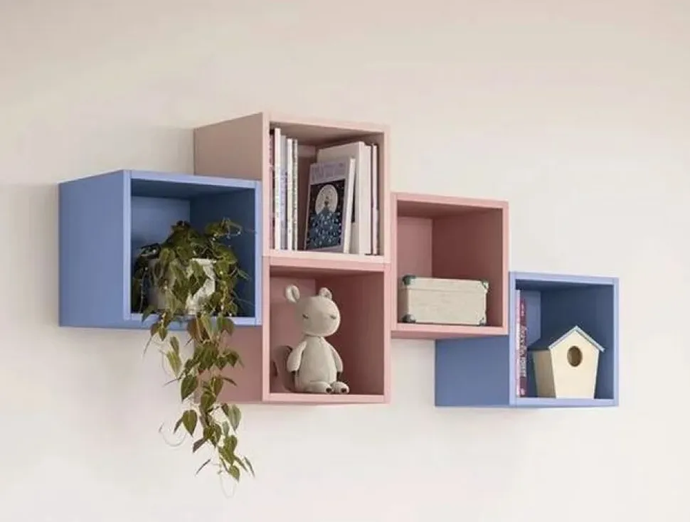 Pensile Cubo sospeso modulare con vani a giorno in Varie Misure e Colori