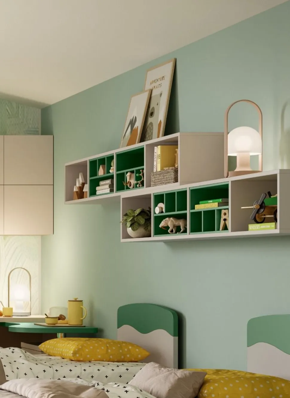Pensile libreria sospesa con divisori colorati linea Colorfull disponibile in vari colori