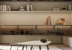 Pensile sospeso con vetro cannettato e telaio in alluminio disponibile in 4 misure e 30 colori