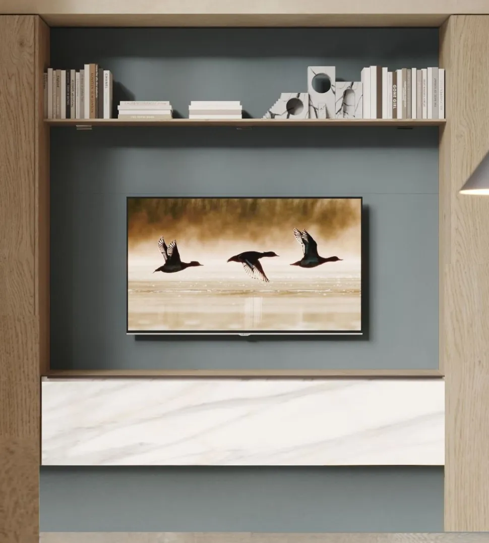 Pensile sospeso con vetro cannettato e telaio in alluminio disponibile in 4 misure e 30 colori