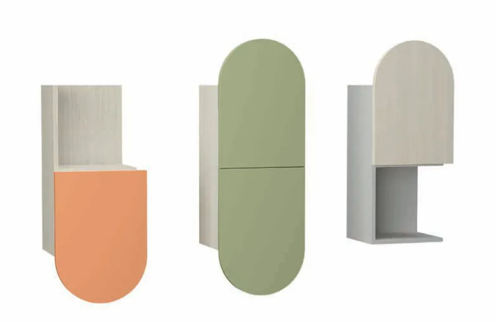 Pensile sospeso moderno con 1 o 2 ante disponibile in 13 colori