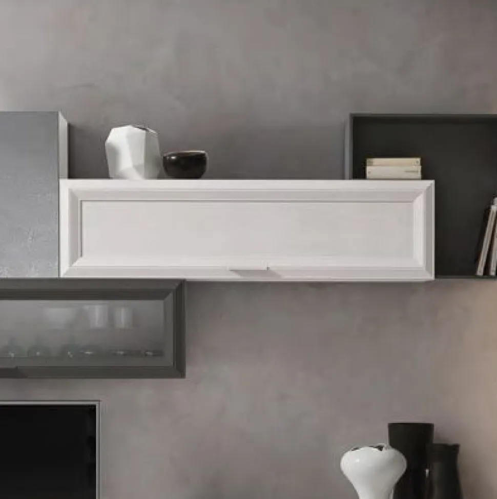 Pensile sospeso orizzontale con anta a telaio linea Prevaling disponibile in 4 misure